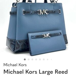 Michael Kors Blue Snake Print Handbag and Wallet